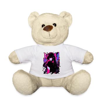 Anime girl kitsune posing, cute , fox, - Teddy Bear - white - Front