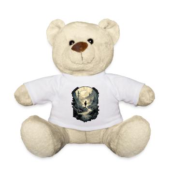 Wilderness Explorer, Man silhouette on forest - Teddy Bear - white - Front