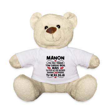 Manon j'ai pas trouvé ton cadeau idéal... - Nounours - blanc - Devant
