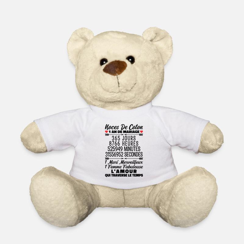 Noces De Coton 1 An De Mariage - Nounours - blanc