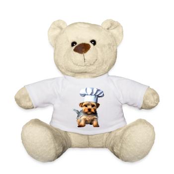 Restaurateur, Chiot chien, Chien cuisinier, Yorkshire Terrier - Nounours - blanc - Devant