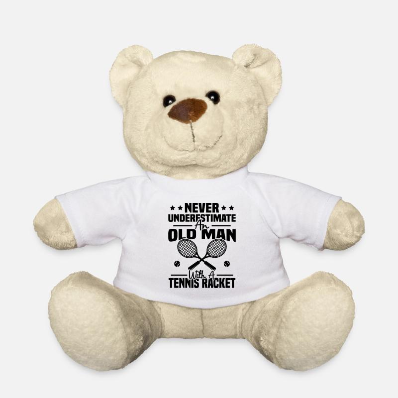Never underestimate an old man with a tennis racket - Teddy Bear - white