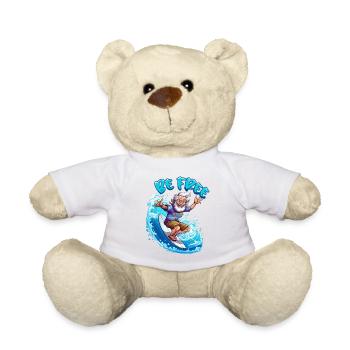 Drôle de hippie avec une planche de surf - surfeur - Nounours - blanc - Devant