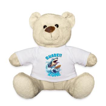 Funny shark with a surfboard - surfer - Teddy Bear - white - Front