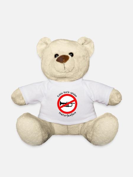 Lustiger Spruch Echte Kerle spielen Naturfanfare - Teddy - Weiß