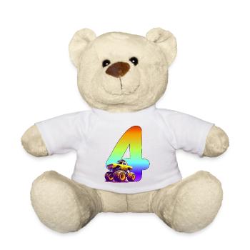 Monster Truck 4ème anniversaire 4 ans cadeau - Nounours - blanc - Devant