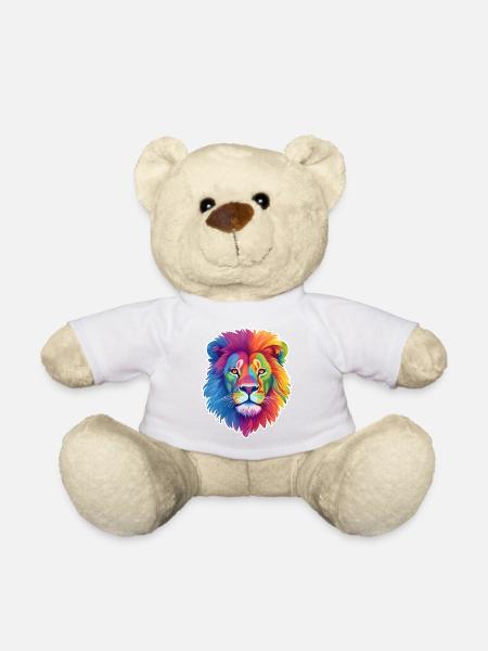 Regenbogen Löwe - Teddy - Weiß