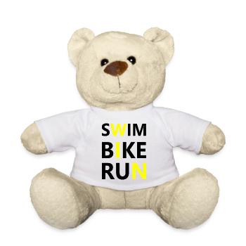 Triathlon Natation Bike Run Marathon - Nounours - blanc - Devant