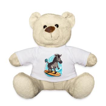 Surfing Zebra - Teddy Bear - white - Front