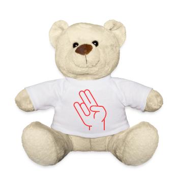 Shocker Hand Tuning Two in the pink one in stink - Teddy Bear - white - Front