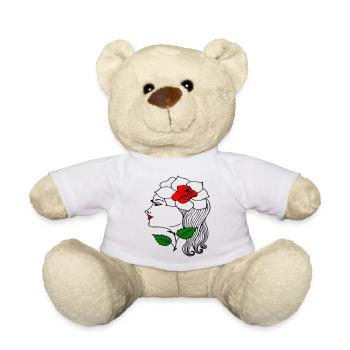Frauenkopf mit Rose im Haar - Teddy - Weiß - Vorne