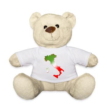 Landkarte von Italien mit dreifarbiger Flagge - Teddy - Weiß - Vorne