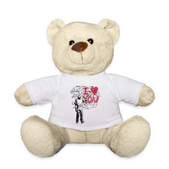 I love you Brick wall painting - Teddy Bear - white - Front