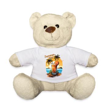 Summer Time Cocktail Beach Holiday Gift - Teddy Bear - white - Front
