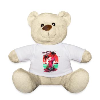 Summer Time Cocktail Beach Holiday Gift - Teddy Bear - white - Front