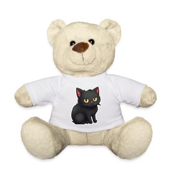 Autocollants de chats noirs mignons - Nounours - blanc - Devant