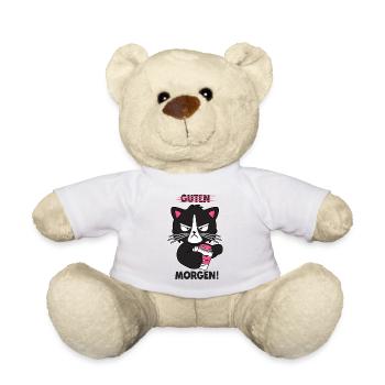 Guten Morgen Katze Kaffee Morgenmuffel Geschenk - Teddy - Weiß - Vorne