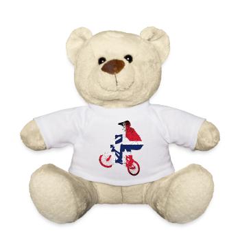 Tri-Flag-Fahrer auf dem Fahrrad - Teddy - Weiß - Vorne
