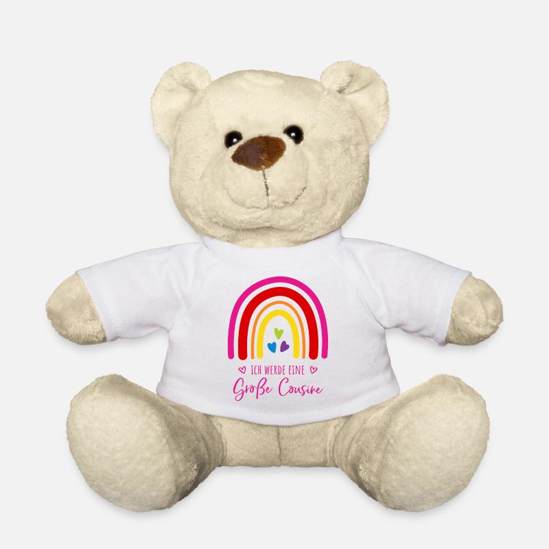 Ich werde eine große Cousine Regenbogen - Teddy - Weiß