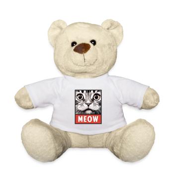 MEOW Meow Cute Cat Face Gift Idea - Teddy Bear - white - Front