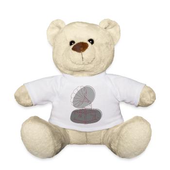 "Gramophone", Boho Line Art Design, Series "Music" - Teddy Bear - white - Front