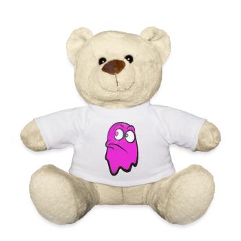 Funny grim-looking ghost in pink - Teddy Bear - white - Front