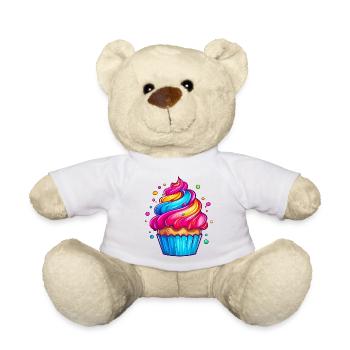 fluffiger Regenbogen Cupcake - Teddy - Weiß - Vorne