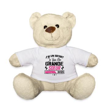 Je Vais être Grande Soeur 2023 Cadeau Grande Soeur - Nounours - blanc - Devant