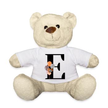 Buchstabe e Geburtstagsballon - Teddy - Weiß - Vorne