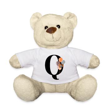 Buchstabe q Geburtstagsballon - Teddy - Weiß - Vorne
