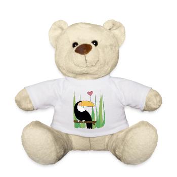 Cacatoès avec cœur - Idée cadeau - Cadeau - Nounours - blanc - Devant