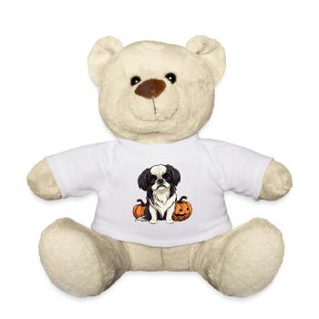 Japanese Chin Dog Pumpkin Lazy Halloween - Teddy Bear - white - Front