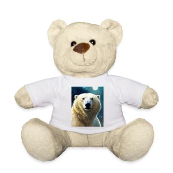 majestic polar bear portrait painting animal moon - Teddy Bear - white - Front
