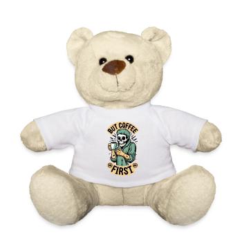 Grim Reaper, Skull But Coffee First Coffee - Teddy Bear - white - Front