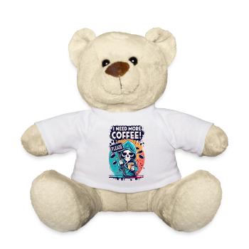 Skeleton Skull I NEED MORE COFFEE Coffee Saying - Teddy Bear - white - Front