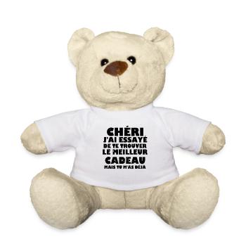 Chéri j ai essayé de te trouver le meilleur cadeau - Nounours - blanc - Devant