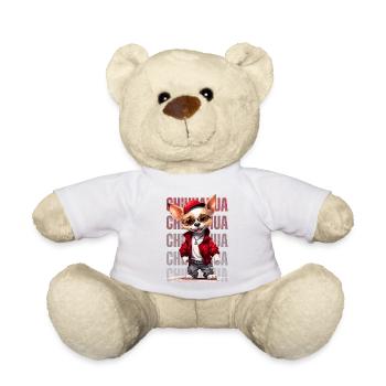 T-shirt Streetwear caricatural Chihuahua | Chien urbain - Nounours - blanc - Devant