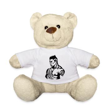 Tribal Boxer / Fighter Logo Tattoo Design - Teddy Bear - white - Front