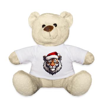 Xmas Tiger with Santa Hat - Teddy Bear - white - Front