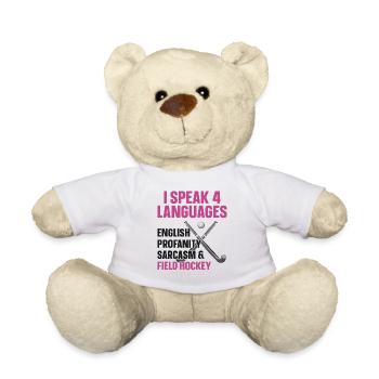 Hockey sur gazon Je parle 4 langues - Nounours - blanc - Devant