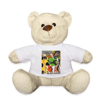 Vibrante Tiercollage aus Naturmustern - Teddy - Weiß - Vorne