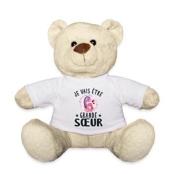 Grande-Soeur Humour Annonce Grossesse - Nounours - blanc - Devant
