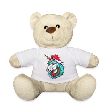 Einhorn zu Weihnachten - Teddy - Weiß - Vorne