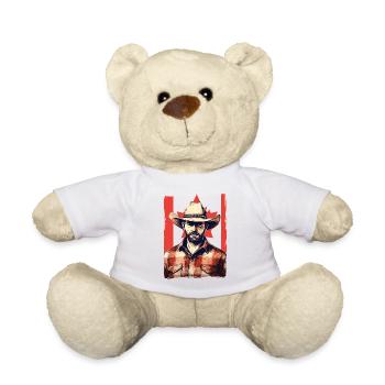 Canada Cowboy with Flag Horses Lover - Teddy Bear - white - Front