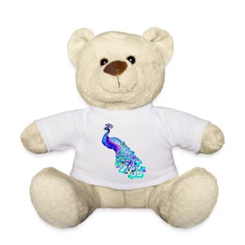 peacock bird colorful beautiful fantasy colorful - Teddy Bear - white - Front