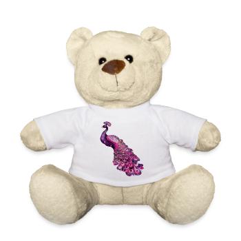 peacock bird colorful beautiful fantasy colorful - Teddy Bear - white - Front