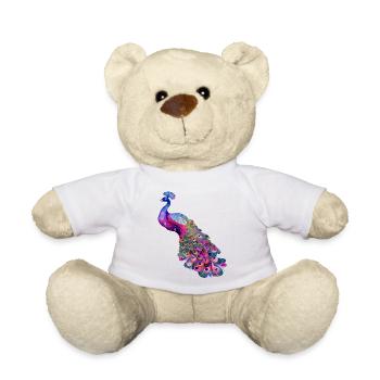 peacock bird colorful beautiful fantasy colorful - Teddy Bear - white - Front