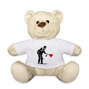 English police officer spraying a red heart - Teddy - Weiß - Vorne