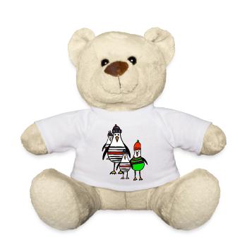 Streifige Pinguine im Winter - Teddy - Weiß - Vorne
