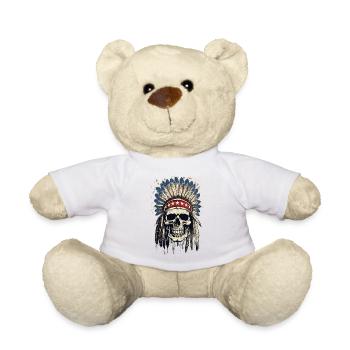 Crâne Chef Indien Plume Coiffe USA - Nounours - blanc - Devant
